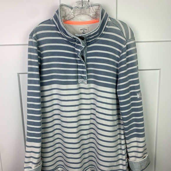 Joules Size 14 XL Funnel Neck Sweatshirt blue nautical stripe Mariner's Grade - Picture 2 of 8